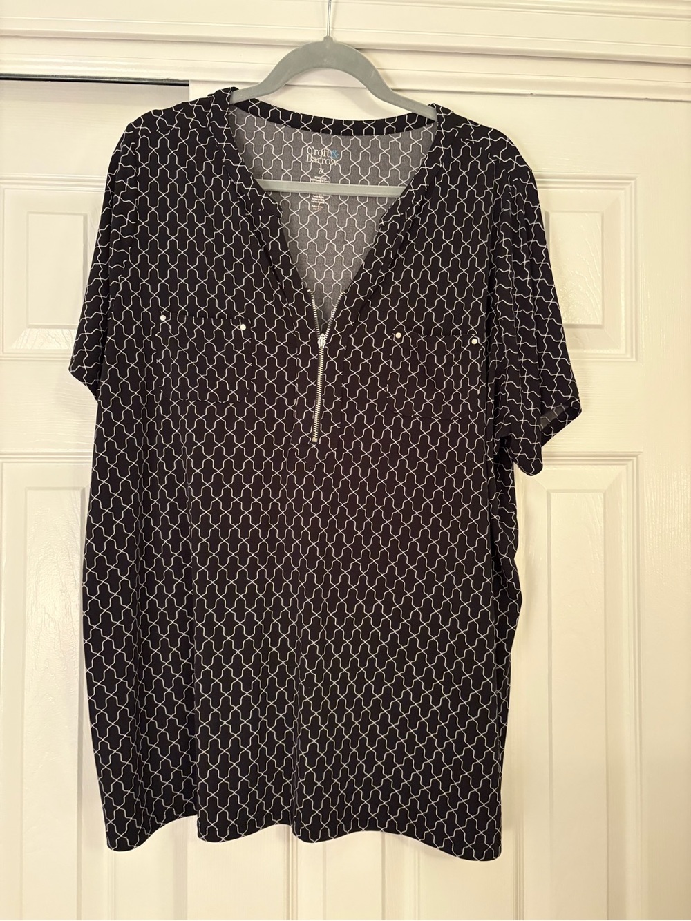 croft & barrow Black and White Geo Print Top